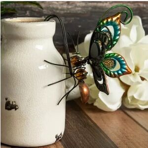 Copper Springy Butterfly Metal Pot Percher - NWT - indoor/outdoor